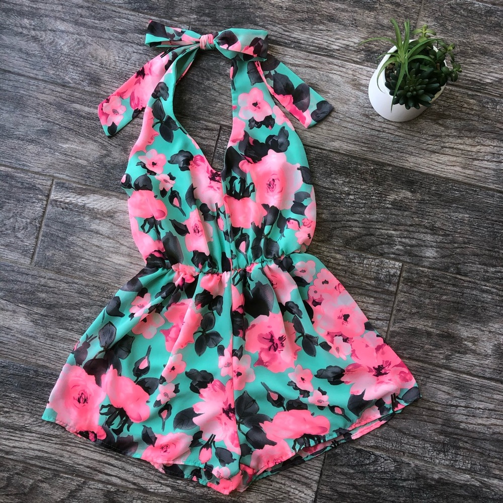 Floral Halter Top Romper